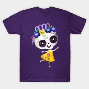 Cute Skeleton Girl Dia de los Muertos T-Shirt